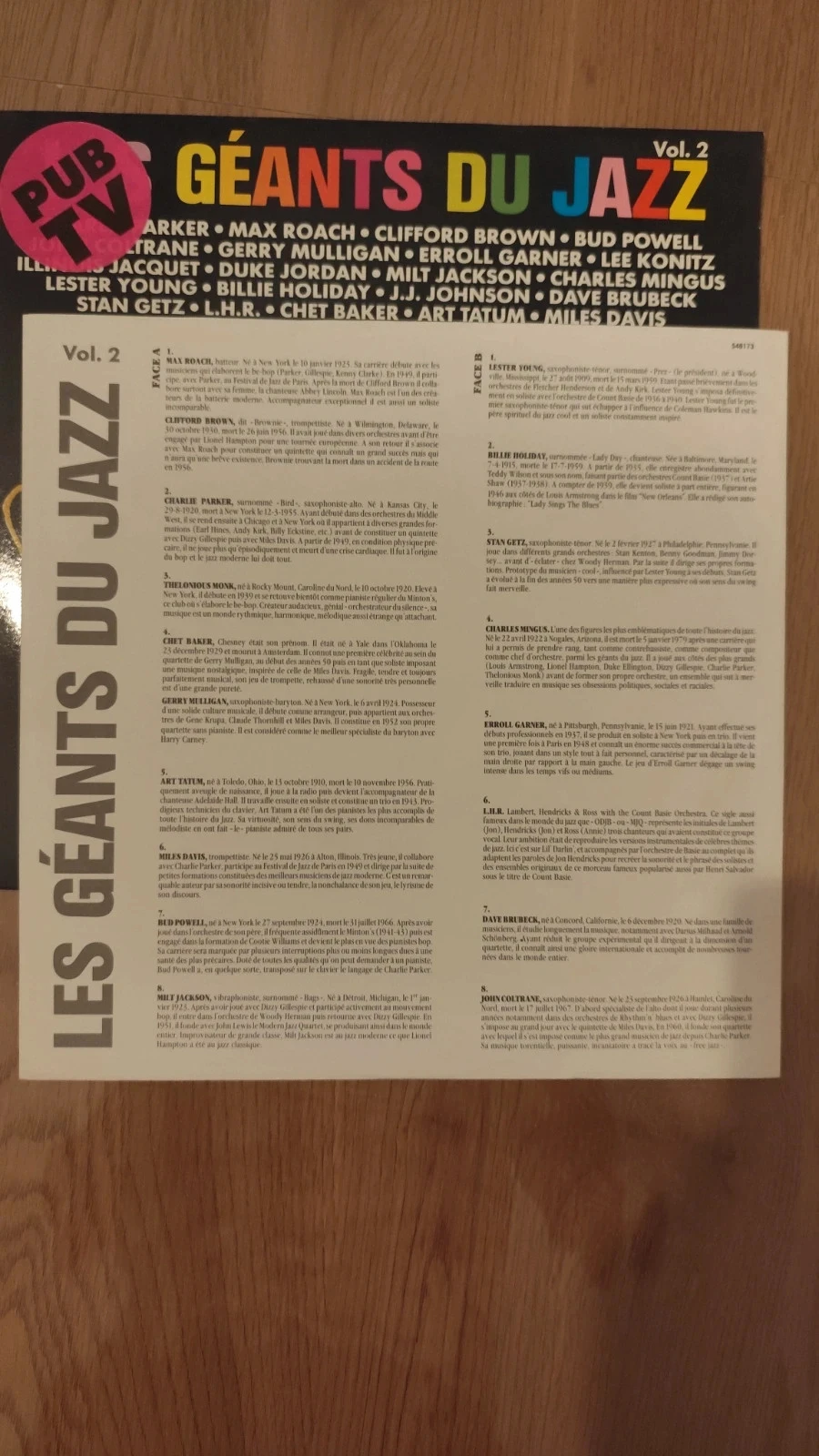 Vinyl Compilation 33RPM "The Giants of Jazz" Vogue Edition 1988 volume 2 – photo 4